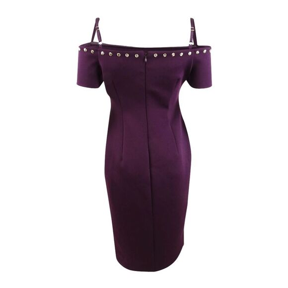 Calvin Klein Women's Studded Cold-Shoulder Dress - Aubergine - Picture 2 of 2